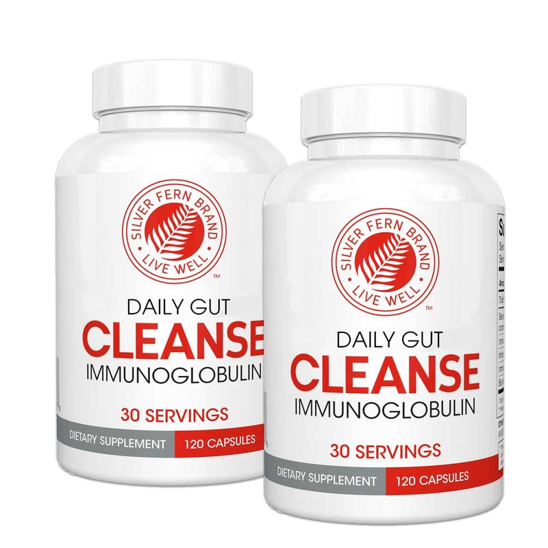 Silver Fern Cleanse Daily Gut 2 Bottle 240 Capsules 60 Day Supply Immunoglobulin G A M IgG IGA IgM Digestive System Immune System Support Postbiotic